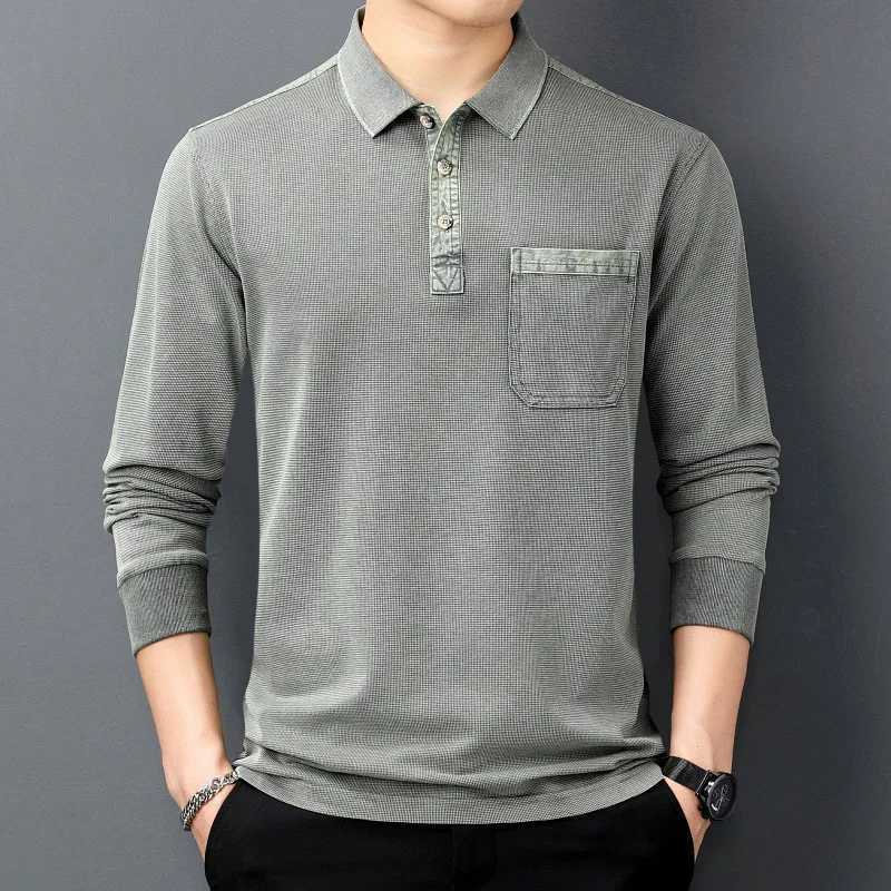 2024 New Cotton Mens Long Sve Casual Spring and Autumn Clothing Solid Korean Luxury Mens Shirt W241106