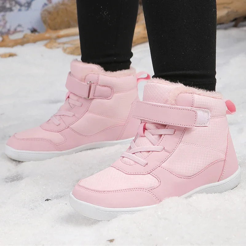 Childrens winter snow boots for boys and girls wide toe barefoot snow boots childrens high-top cotton shoes sneakers 241106