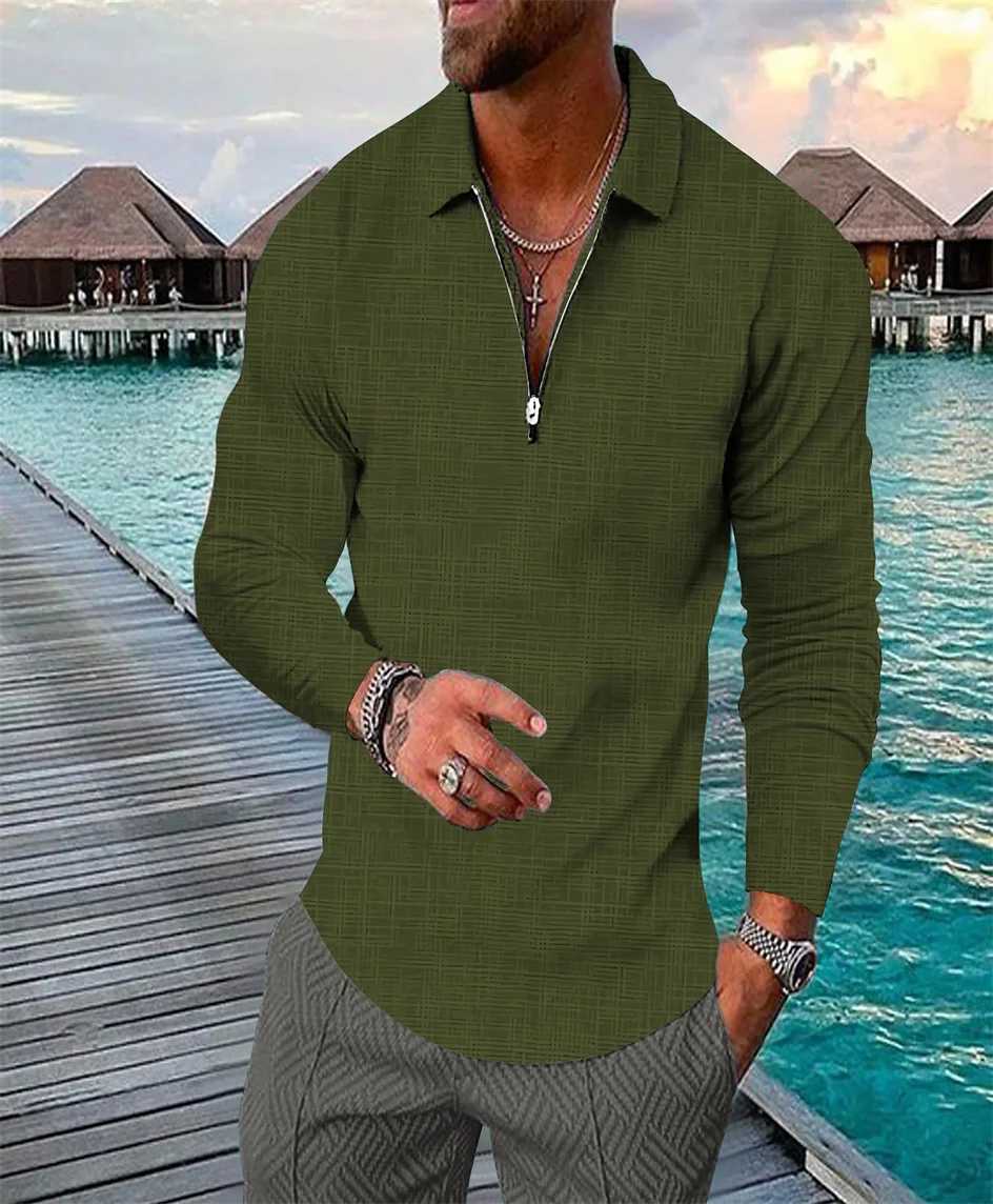 New mens shirt solid color small stripe print casual lightweight daily classic British style high Quty Long Sve W241106