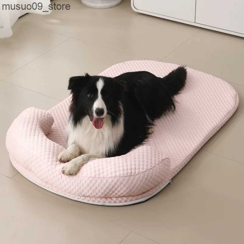 kennels pens Removable summer dog bed ice silk cooling pet pad foam sleeping sofa dog kennel summer cooling fabric dog cat bed pet pad L240910
