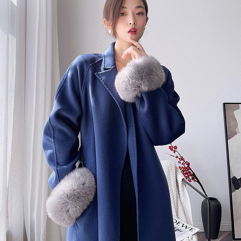 100% real fox fur cuffs winter natural warmth wristband ring womens coat decoration fox fur sleeves bracelet fashionable arm warmth gloves 241106