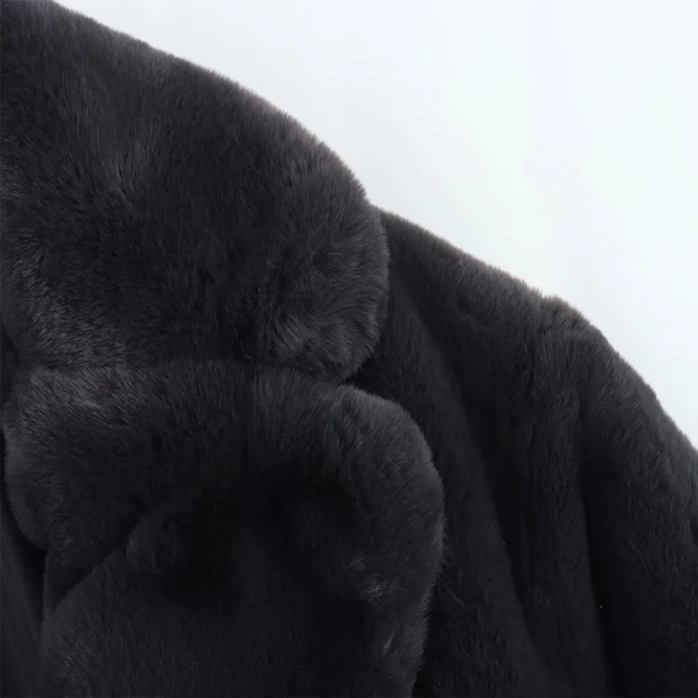 ZATT Autumn And Winter Collection Simplicity Elegant Streetwear Easy Match Warm Black Artificial Fur Women Coat 241104
