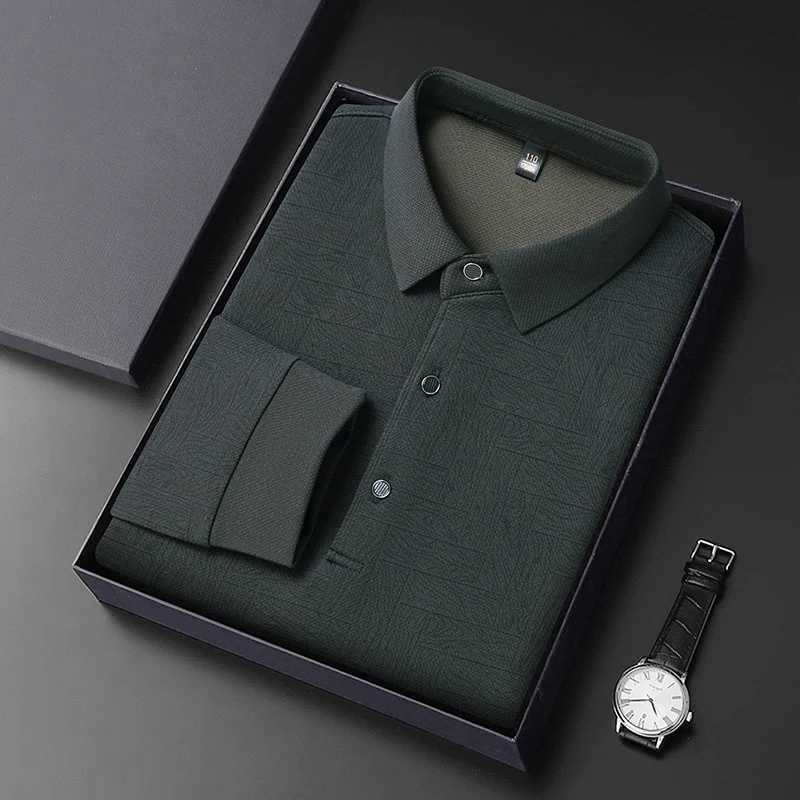 Luxury long sved mens shirt autumn new fashion lapel texture design skin friendly fabric casual T-shirt W241106