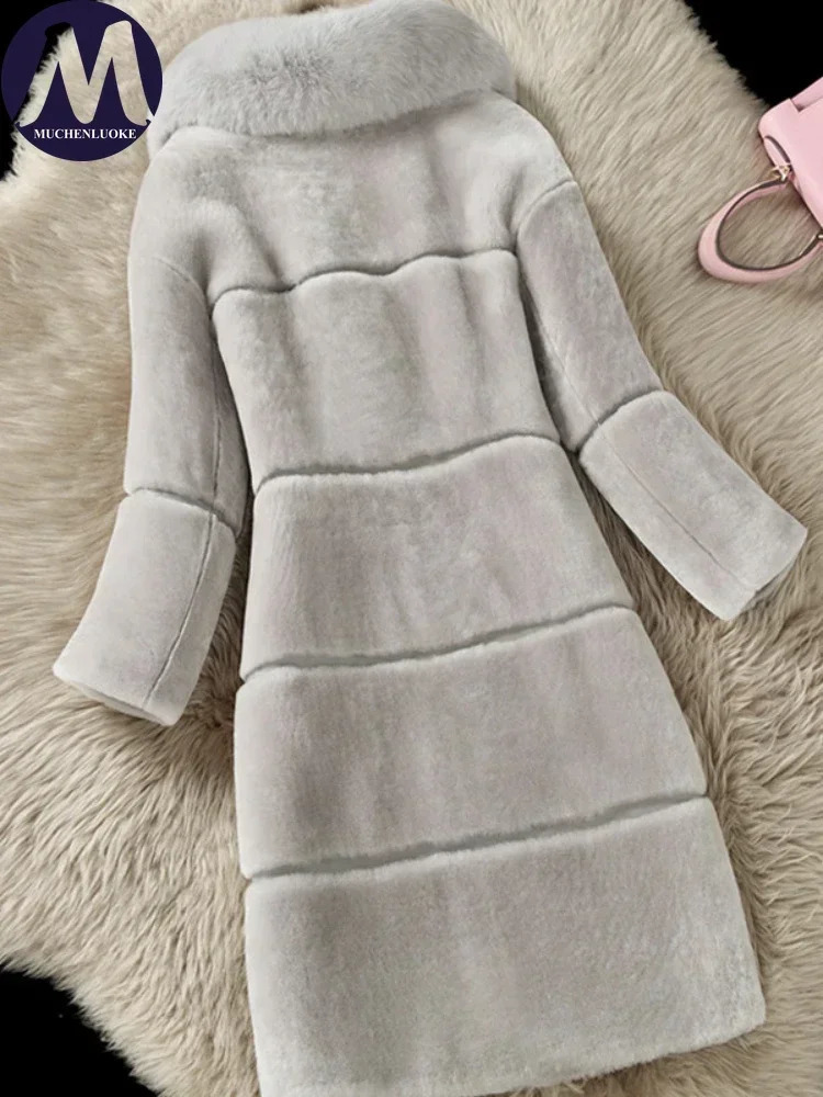 Fur Coat Women Autumn Winter Elegant Fox Hair Collar Warm Korean Fashion Slim Fit Artificial Plush Coats 241104