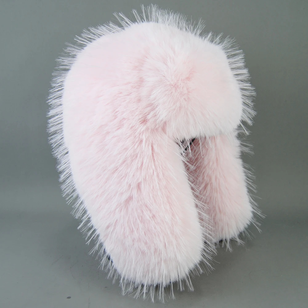 Fashionable and Fluffy Russian Womens Round Hat Artificial Fur Hat Womens Winter Hat Artificial Raccoon Fur Bear Faxu Fox Bomber Hat 241106