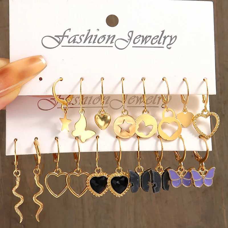 Bohemian earring set suitable for metal gold hollow pendant earrings girls parties fashionable jewelry gifts 2023 new X241106