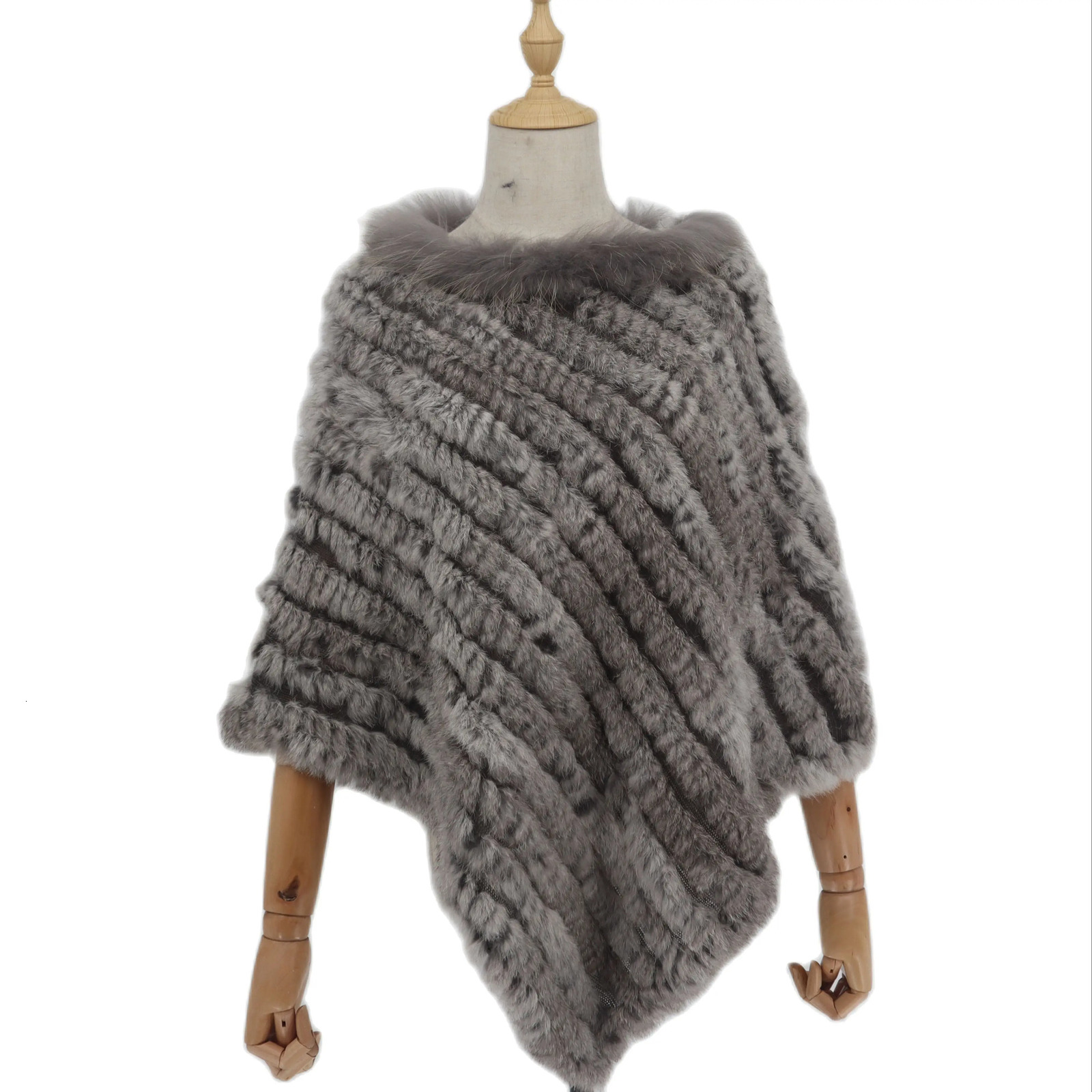 Real rabbit fur knitted rabbit fur raincoat vest fashionable wrapped coat shawl womens natural fur raccoon fur necklace wholesale Cape Town 241106
