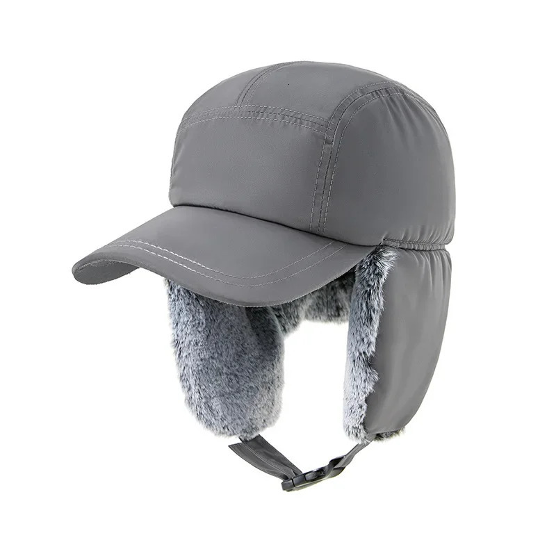 Mens Winter Hunter Pilot Cavalry Ear Hoods Warm Russian Waterproof Ski Hat Bomber Hat Warm Ear Hoods Large Baseball Hat 241106