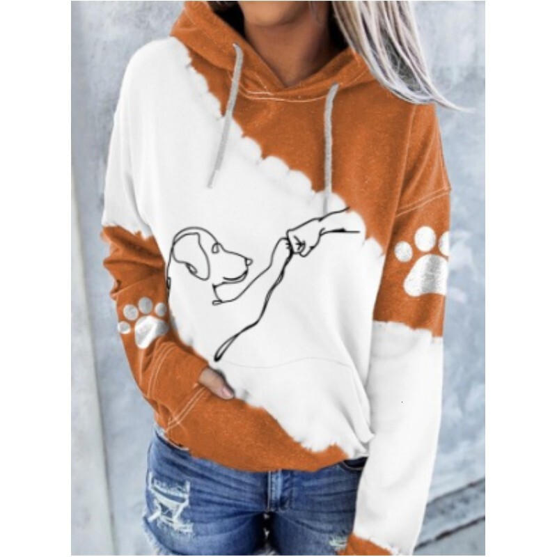 Designer's new women's autumn and winter fashion loose 3D digital printed hooded sweater fashion hoodie trend long sleeved oversized T-shirt