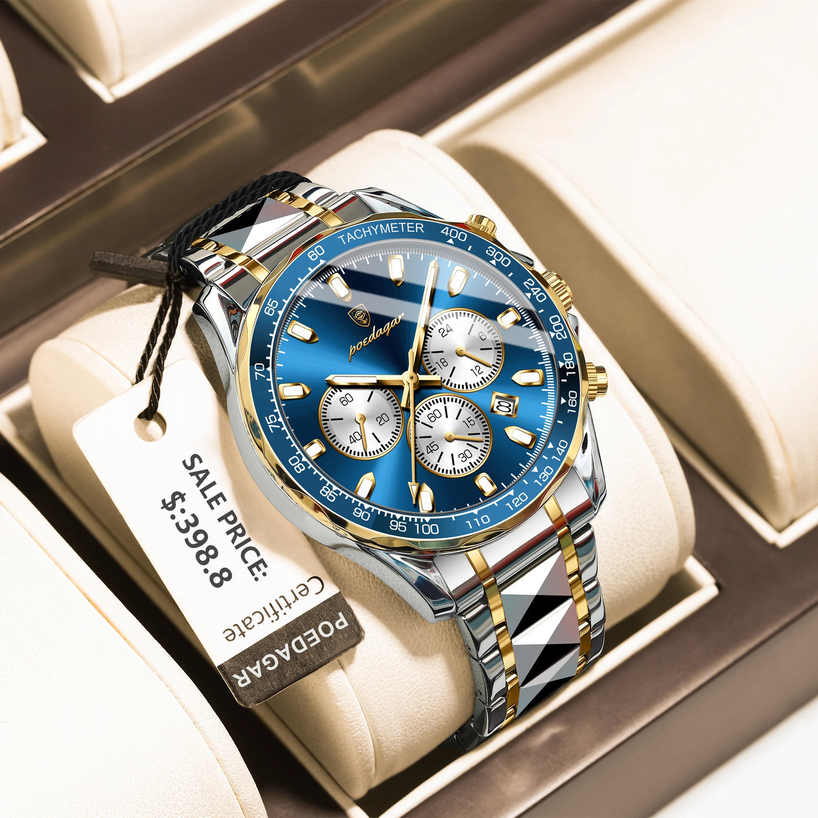 Poedagar Sports Watch Mens Quartz Waterproof Luminous Date Timer Mens Watch Stainless Steel Mens Watch Mens Watch 241105