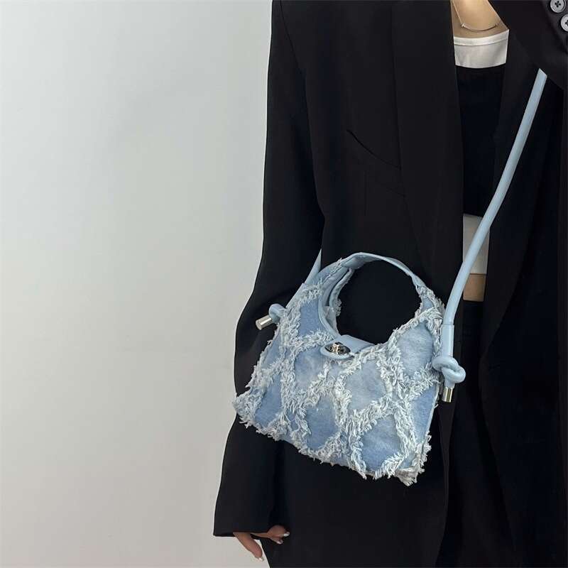 Designer Bag Retro Denim Bag, Women's New Niche Design, Tassel Crossbody Bag, Fashionable And Simple, One Shoulder Bag Trend