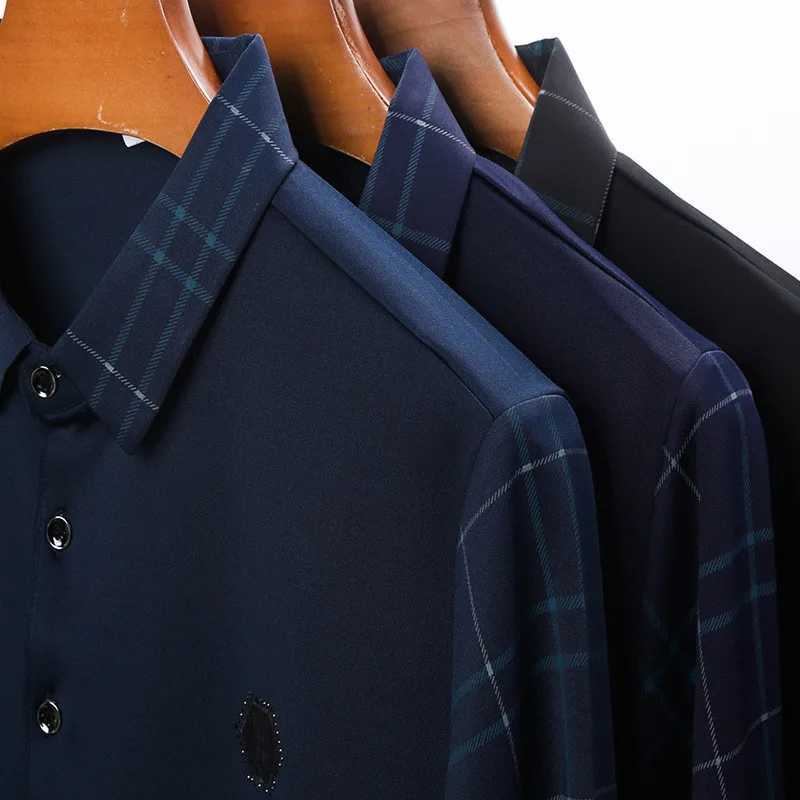 New fashion solid mens shirt Korean fashion clothing long Sve casual slim fit mens shirt button collar top W241106