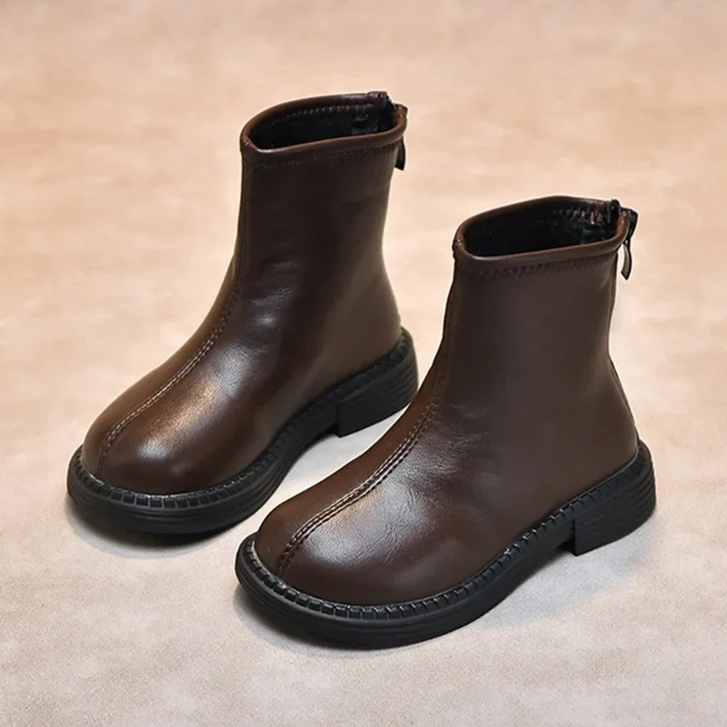 Childrens Princess Boots for Kids Non-slip Outdoor Shoes Girls Spring Autumn Leather Short Hiking Boots Student Shoes 241106