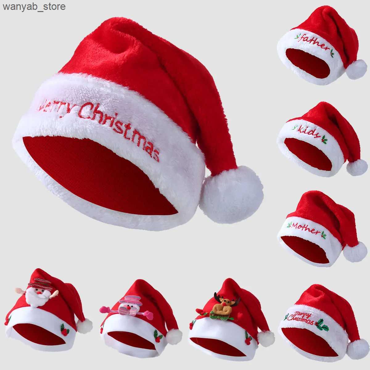 Wide Brim Hats Bucket Hats 2023 Adults Kids Christmas Hats Non-woven Fabric Santa Claus Xmas Hats Merry Christmas New Year Party Festival Decoration G