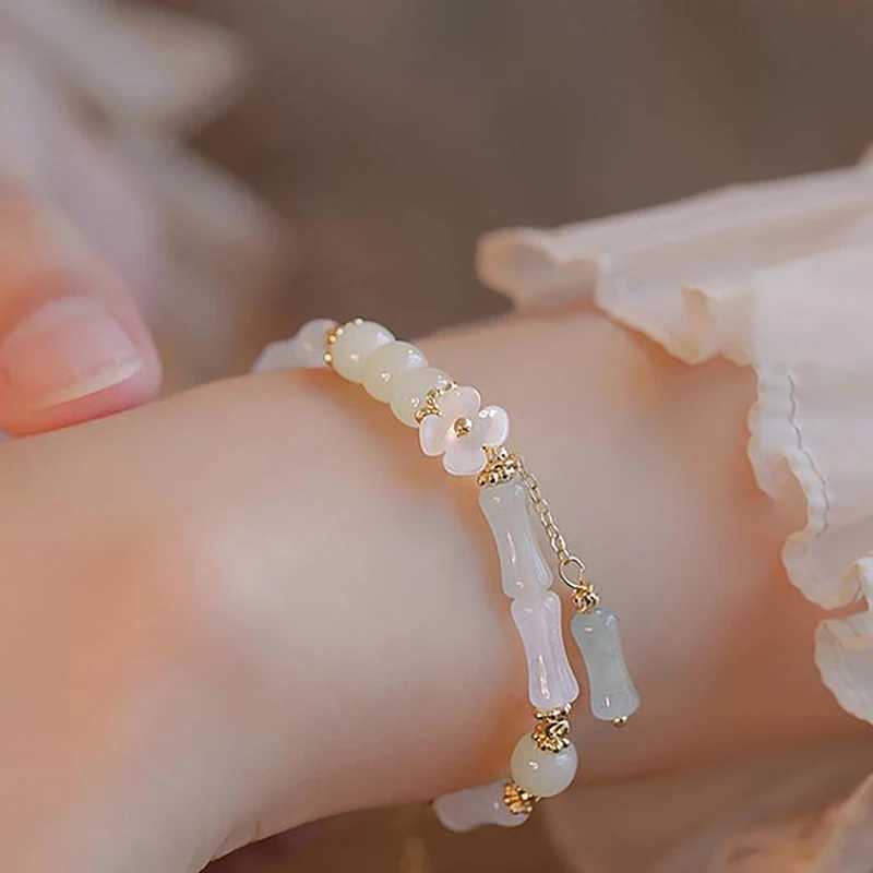 Chinese style retro bamboo joint bead bracelet fashionable and charming flower bracelet suitable for girlfriends jewelry accessories gifts X241106