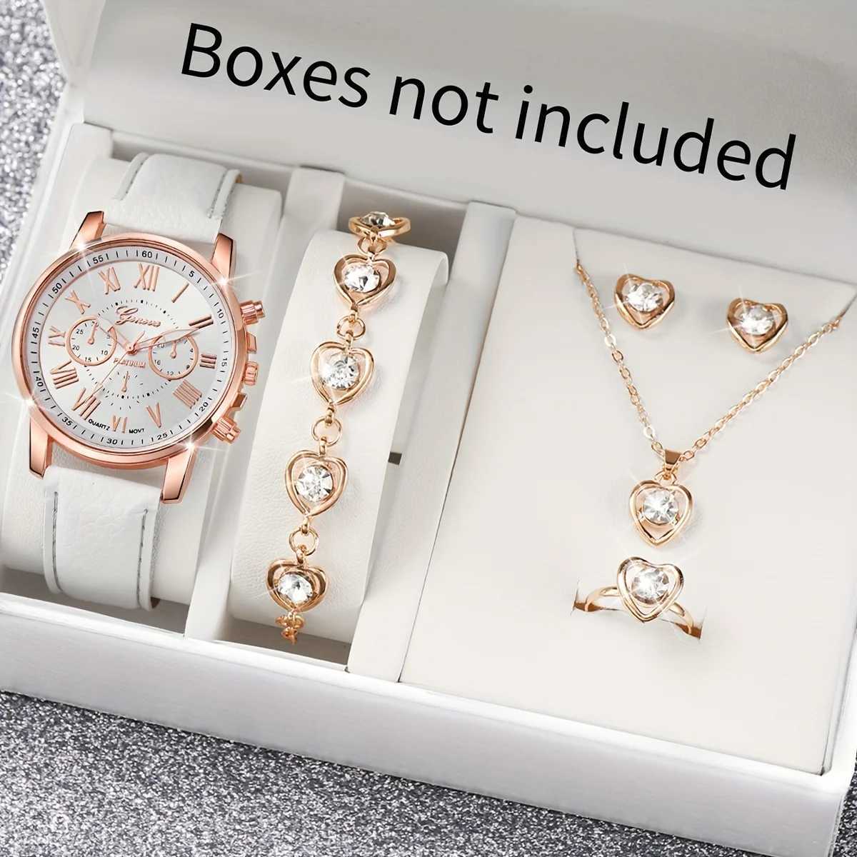 6 pieces/set of Wens watches casual and fashionable quartz watches simulated PU leather watches and jewelry sets as a gift for M X241106