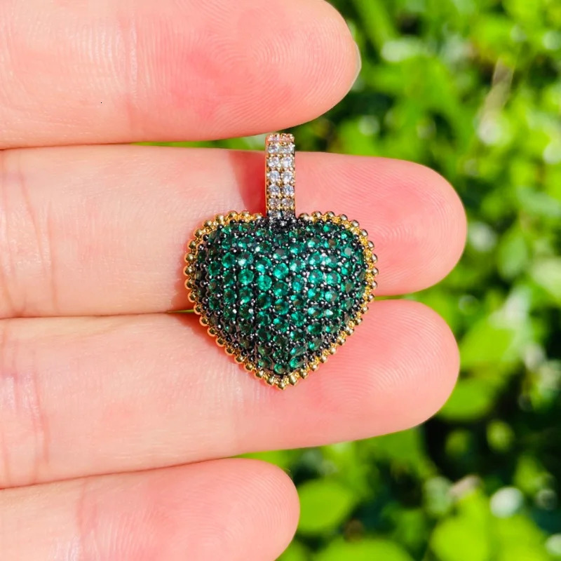 5 pieces of blue green purple red zirconia Pave charm exquisite heart-shaped pendant womens bracelet necklace handmade jewelry accessories 241106