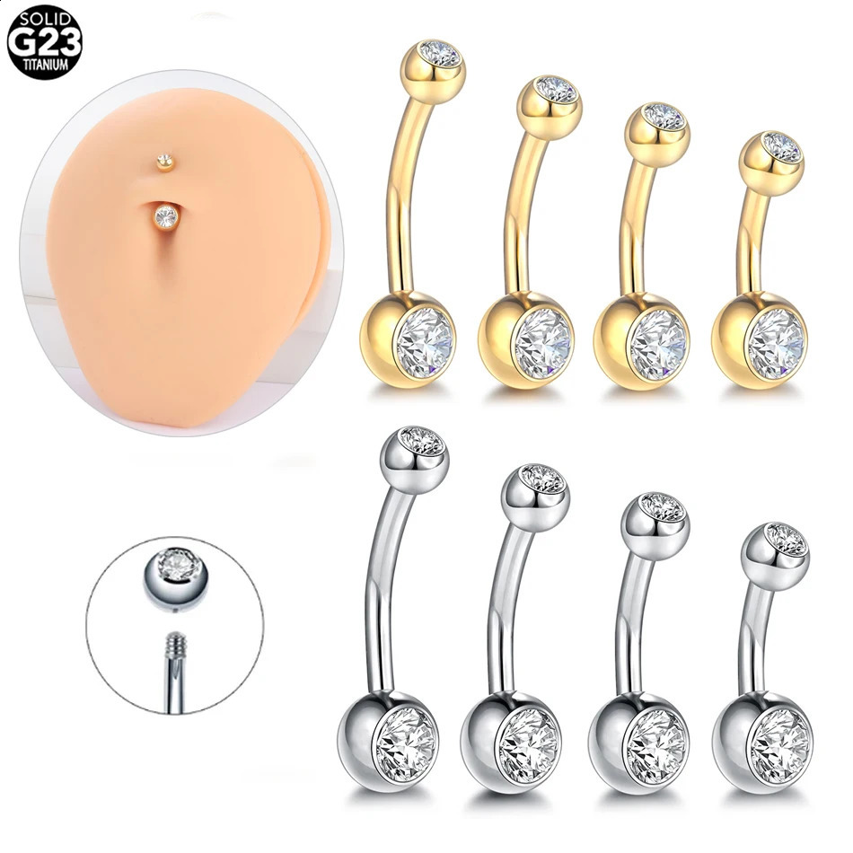 1Pc G23 Belly Button Rings 14G Crystal Navel Barbell Sexy Piercing Jewelry for Women Ring 241105
