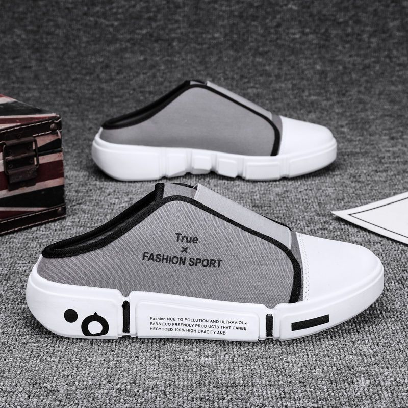 2024 Summer Canvas Korean Edition Trendy One Step Breathable Lazy White Board Men's Casual Shoes Men