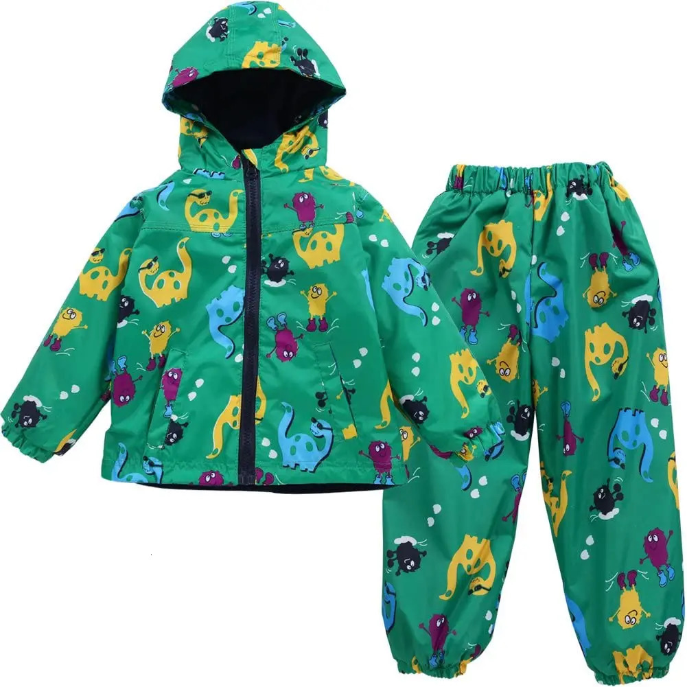 Autumn Winter Warm Waterproof Clothes Long Sleeve Boy Girls Outfits Hoddie CoatPants Sets Raincoat Children Clothing 2 4 6 Yrs 241106