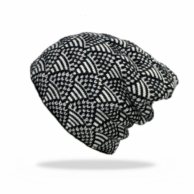 High quality design, men and women New Warm Ear Protection Thick Knitted Hat Casual Fashion Grid Windproof Skiing Jacquard Hoodie