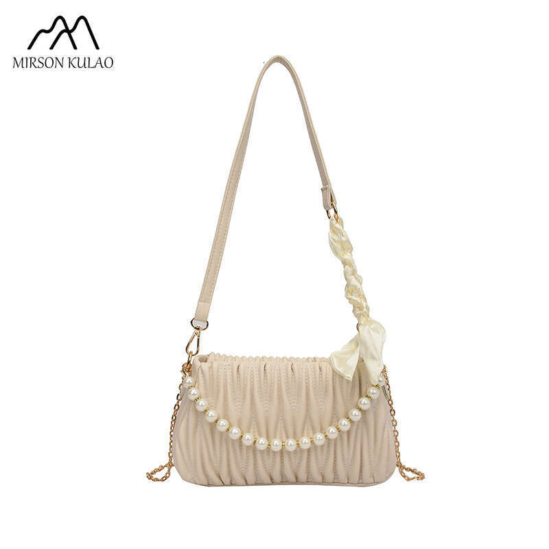 Korean Design O Small Pearl Handbag For Women With A Foreign Style Texture All Draped Chain Single Shoulder Crossbody Bag