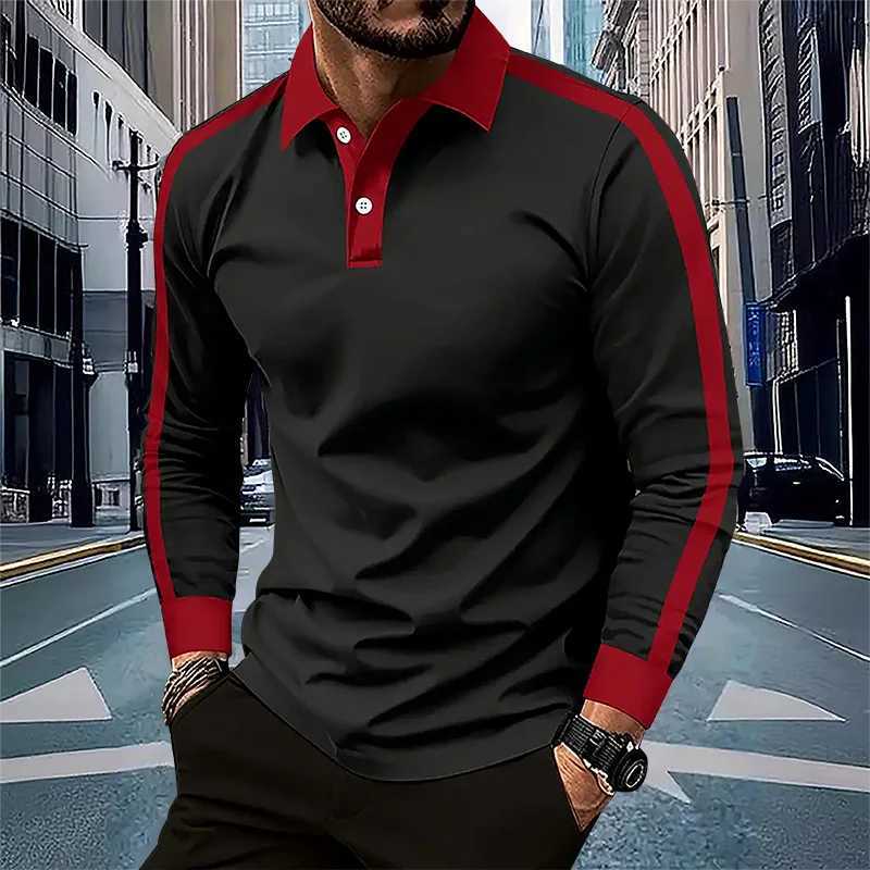 Mens long Sved shirt spring and autumn casual sports breathable top mens fashion patch work shirt W241106