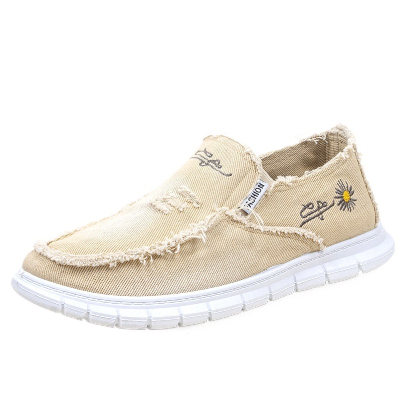 Canvas casual cloth soft soled board spring and autumn breathable men's shoes old Beijing style one foot kick