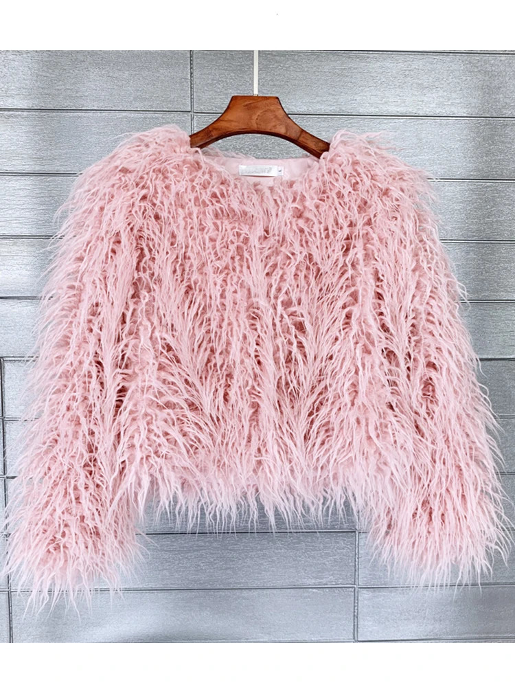 Colorful Women Coats Autumn Winter Fashion Pink Faux Fur Coat Elegant Thick Warm Outerwear Fur Woman Jackets 241106