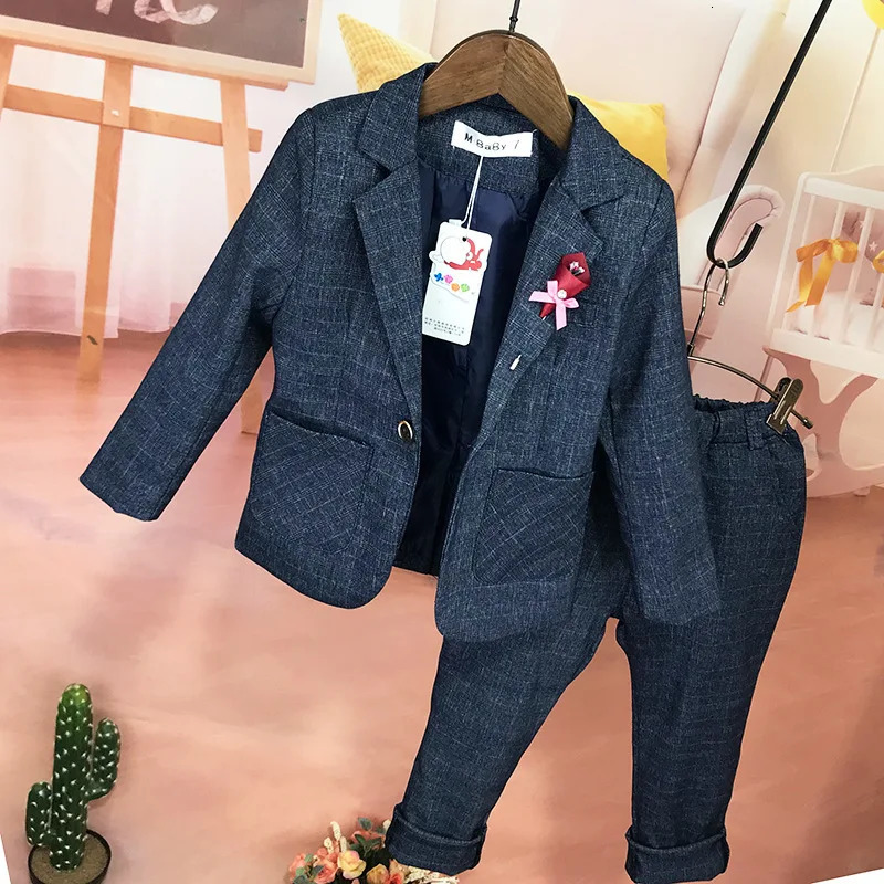 Flower Boys Formal Solid JacketPants 2Pcs Mariage Clothing Set Enfant Kids Wedding Suit Children Gentleman Performance Dress 241106