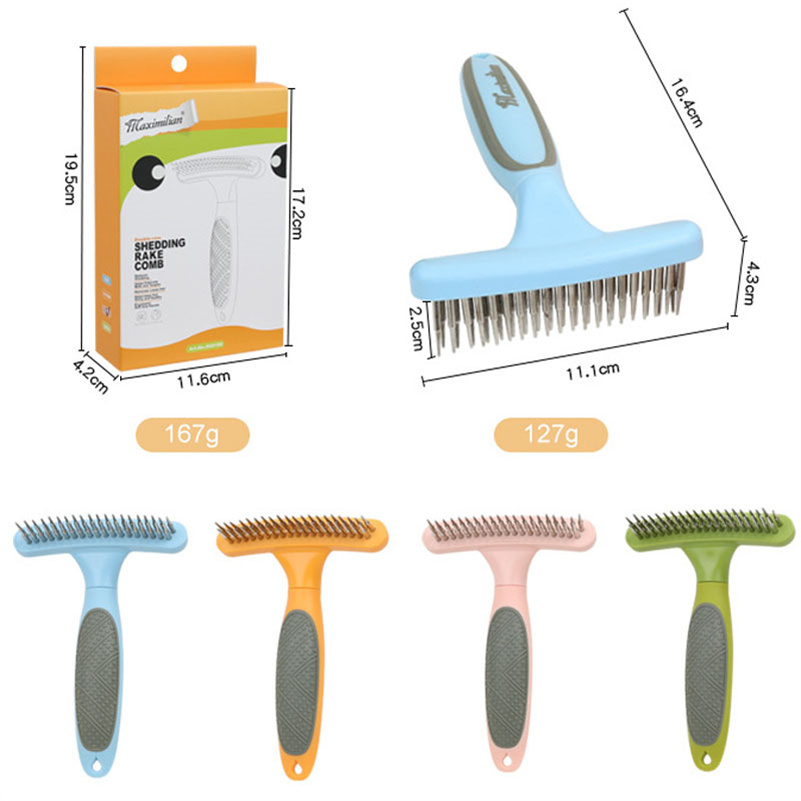 Pet Grooming Comb for Dogs Cats with Long Short Stainless Steel Metal Teeth for Removing Tangles and Knots Dematting Brush to Detangle Matted Hair