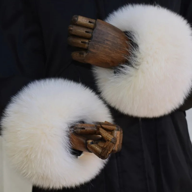 Fox Womens Fur Sleeve Full Leather Cover Round Natural Fur Sleeve Womens Coat Sleeve Womens Coat Sleeve 241106