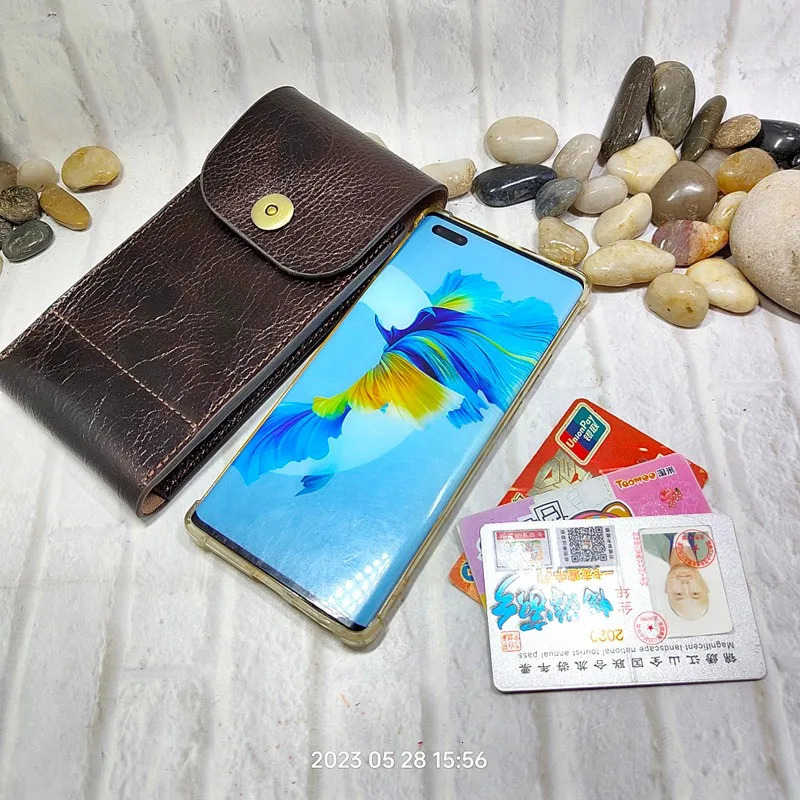 Mobile waist bag phone case genuine leather phone case universal belt bag mens clothing 2102DK241106