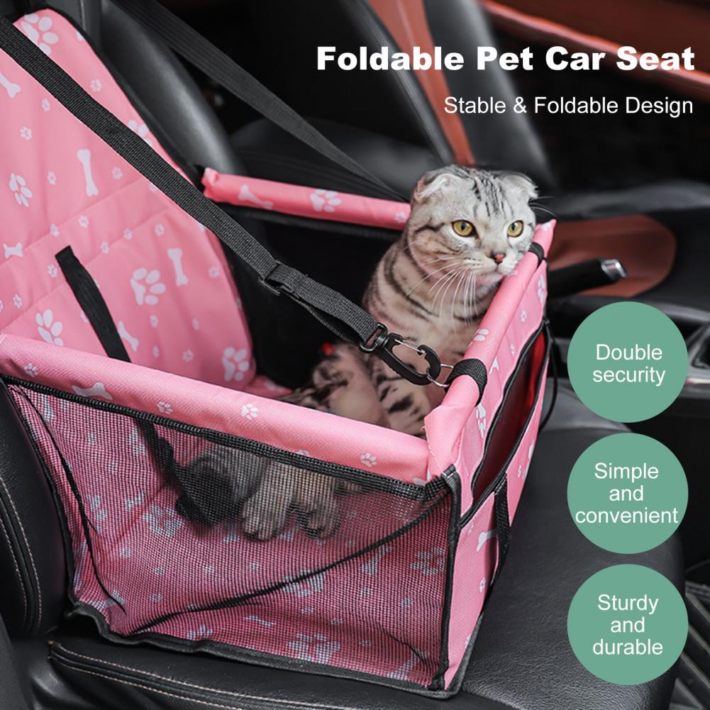 Portable Dog Car Seat Cover Folding Hammock Pet Carriers Bag Basket Carrying For Cats Stable Foldable Travel Pet Dog Car Seat