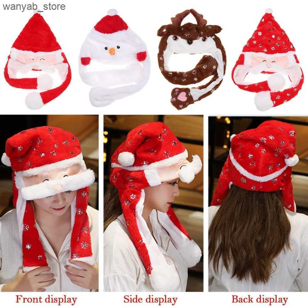 Wide Brim Hats Bucket Hats with Ears Will Santa Claus Hat Cute Soft with Air Bags Snowman Hat Elk Hat Gift L240910