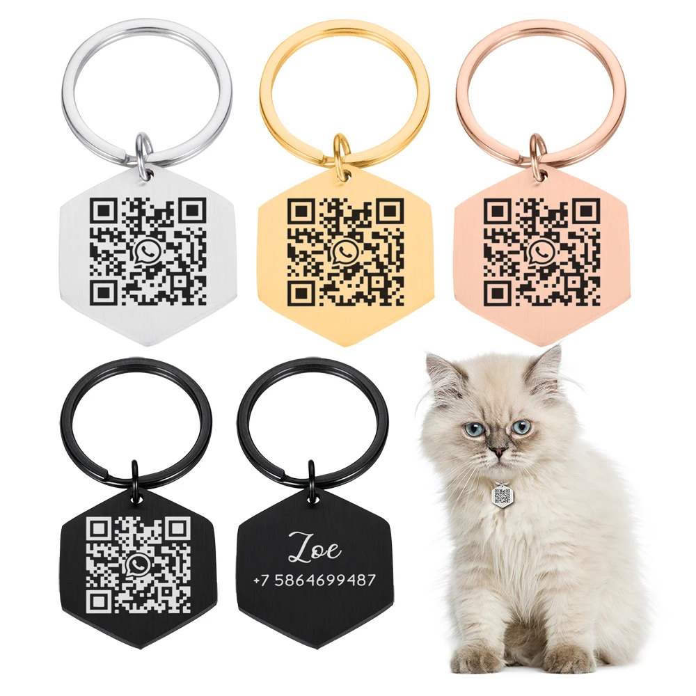 Customized Pets Dog Collar QR Code Tags Personalized Contact Number and Code for Puppy Kitten Collar Anti-lost Pet Dog Nameplate
