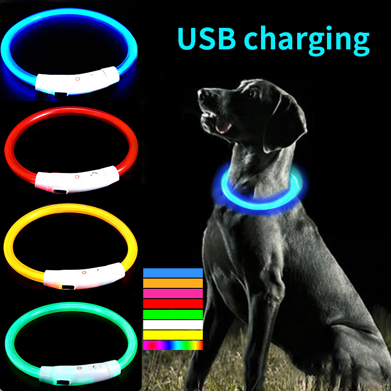 LED Fiber Optic Collar for Pets Luminous Collar USB Rechargeable Anti-lost Light Luminous Dog Accessories Outdoor Products