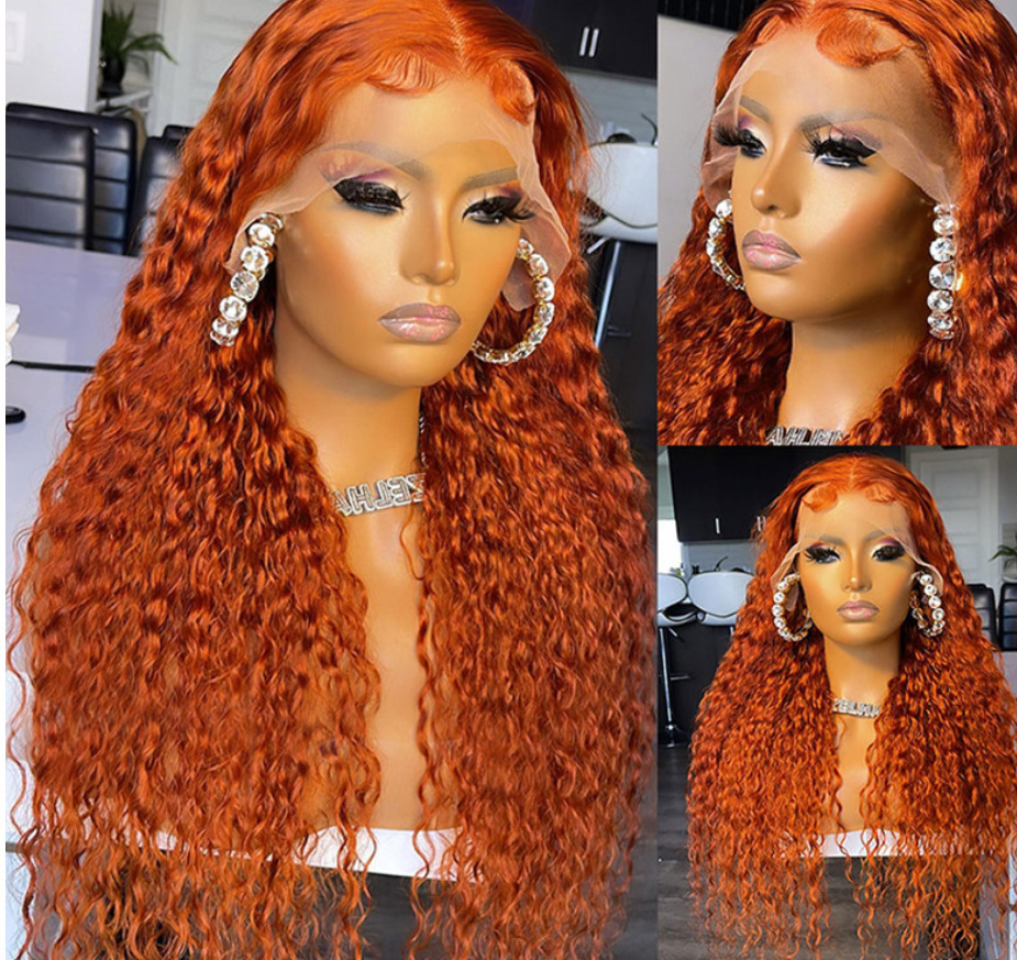 Fashion human hair lace front wigs long curly hair African small curly synthetic fiber headpiece wig