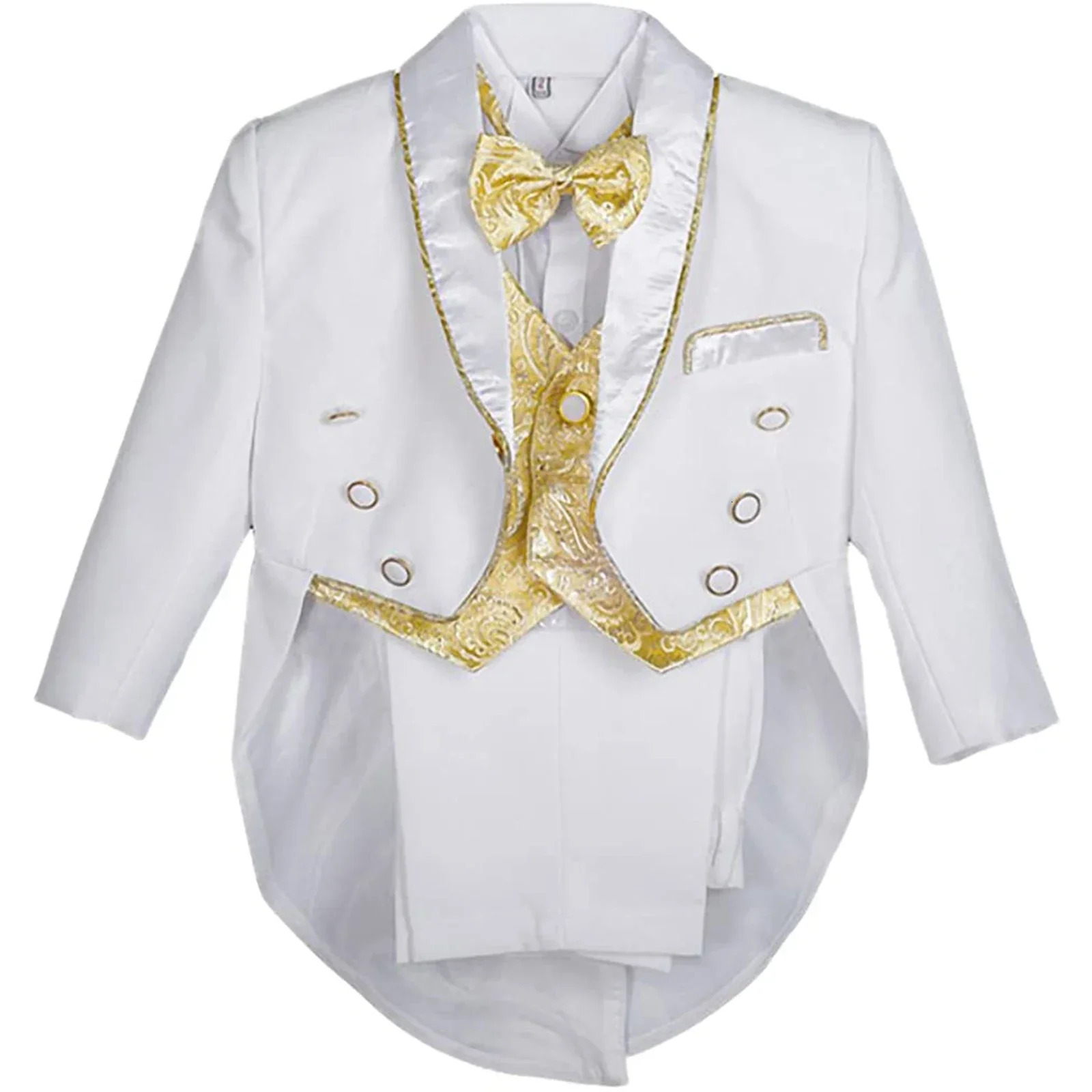 Baby Boy Sets Christening Outfit Kids Wedding Birthday Party Suit Tuxedo Coat Shirt Pant Vest Bow Tie Gentleman Baptism Clothes 241106