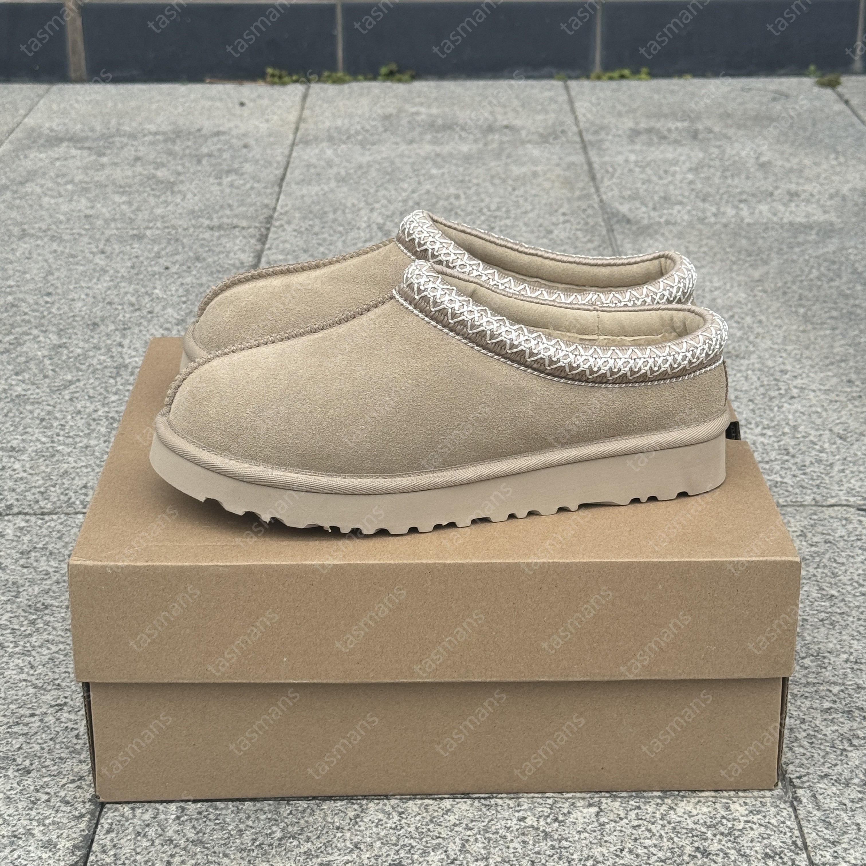 Tazz Slippers tasman Mustard Seed Chestnut Fur Slides Sheepskin Shearling Classic Ultra Mini Platform Boot Winter Mules Women Men Suede Upper Wool boot 03