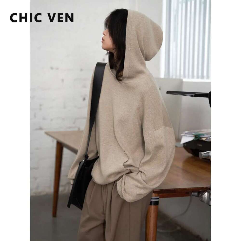 CHIC VEN Women's Sweaters Solid Casual Hooded Knitted Sweater Coat For Woman Long Sleeve Jumpers Female Tops Autumn Winter 2022