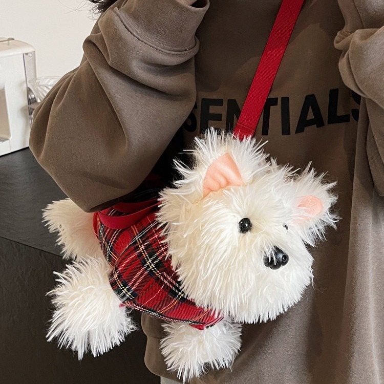 West Highland Dog Cute Cartoon Plush Small Female Versatile Casual Soft Girl Crossbody Bag Designer Bags Handbags Women
