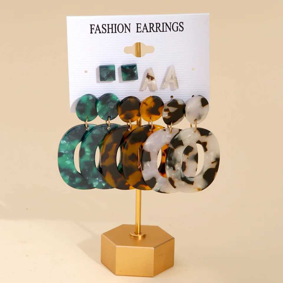 Leopard Earrings Set for Wen Boho Vintage Creative Geetric Drop Earrings European and Trendy Fashion Jewelry Gifts X241106