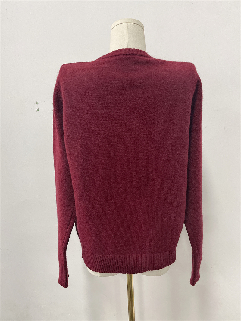 Women's Embroidered Teddy Bear Sweater: Cute Cartoon Knitted Top For College Style