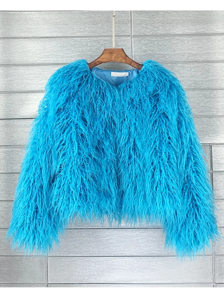 Colorful Women Coats Autumn Winter Fashion Pink Faux Fur Coat Elegant Thick Warm Outerwear Fur Woman Jackets 241106
