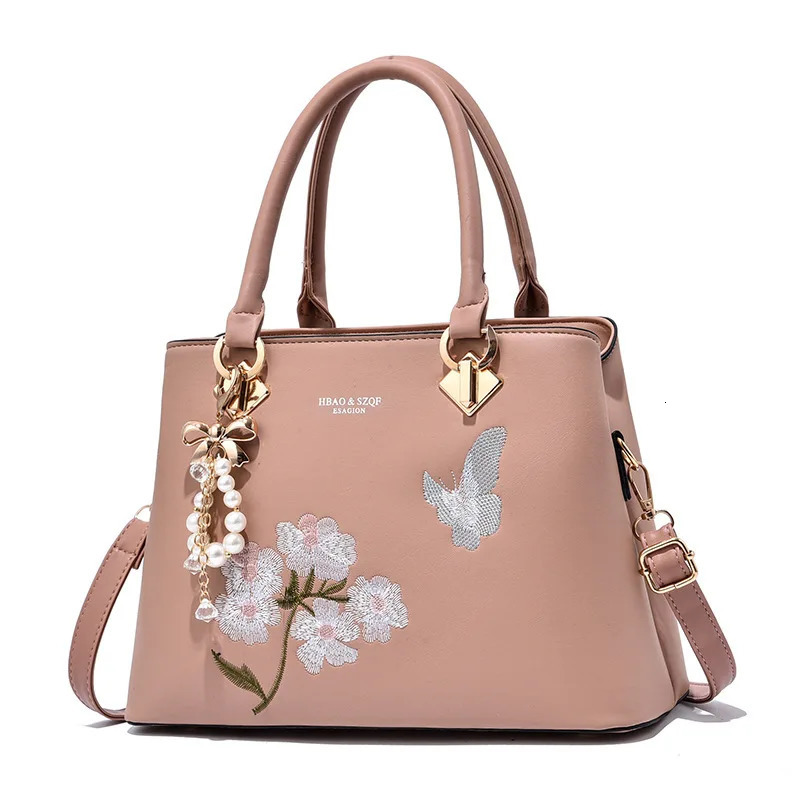 Fashion bow hanging decoration womens handbag fashion embroidery cross body bag leather shoulder bag241106