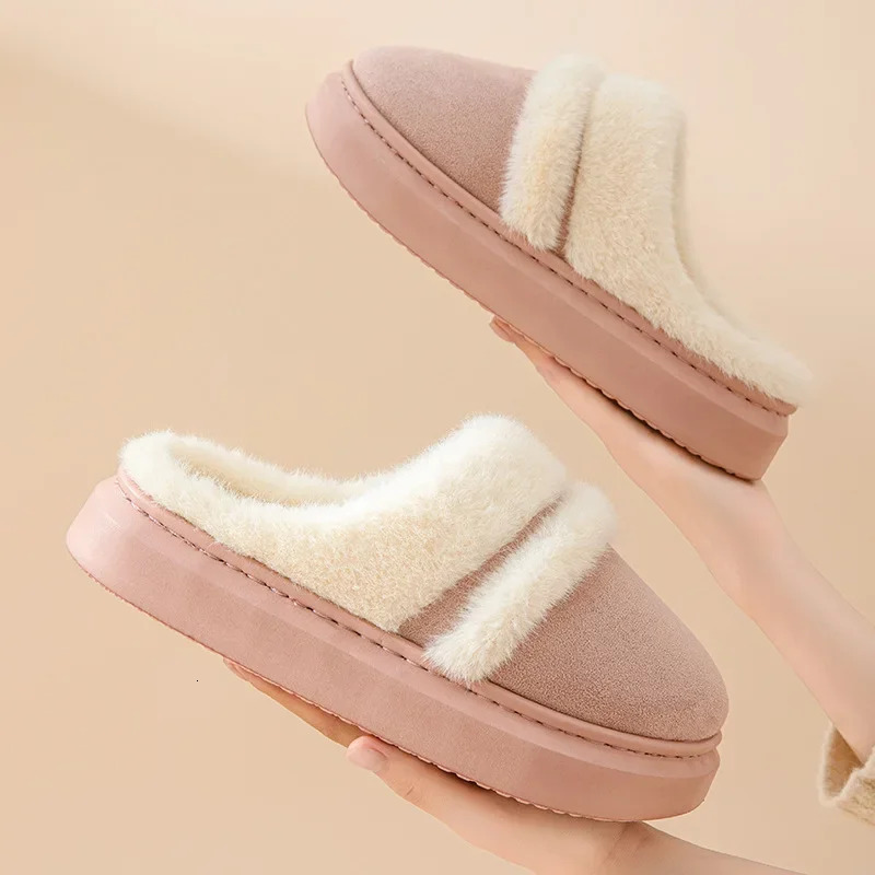 2025 New Winter Trend Concise Indoor Mule Warm Cosy Non-slip Plush Slippers for Women Closed-toe Slides Ladies Home Cotton Shoes