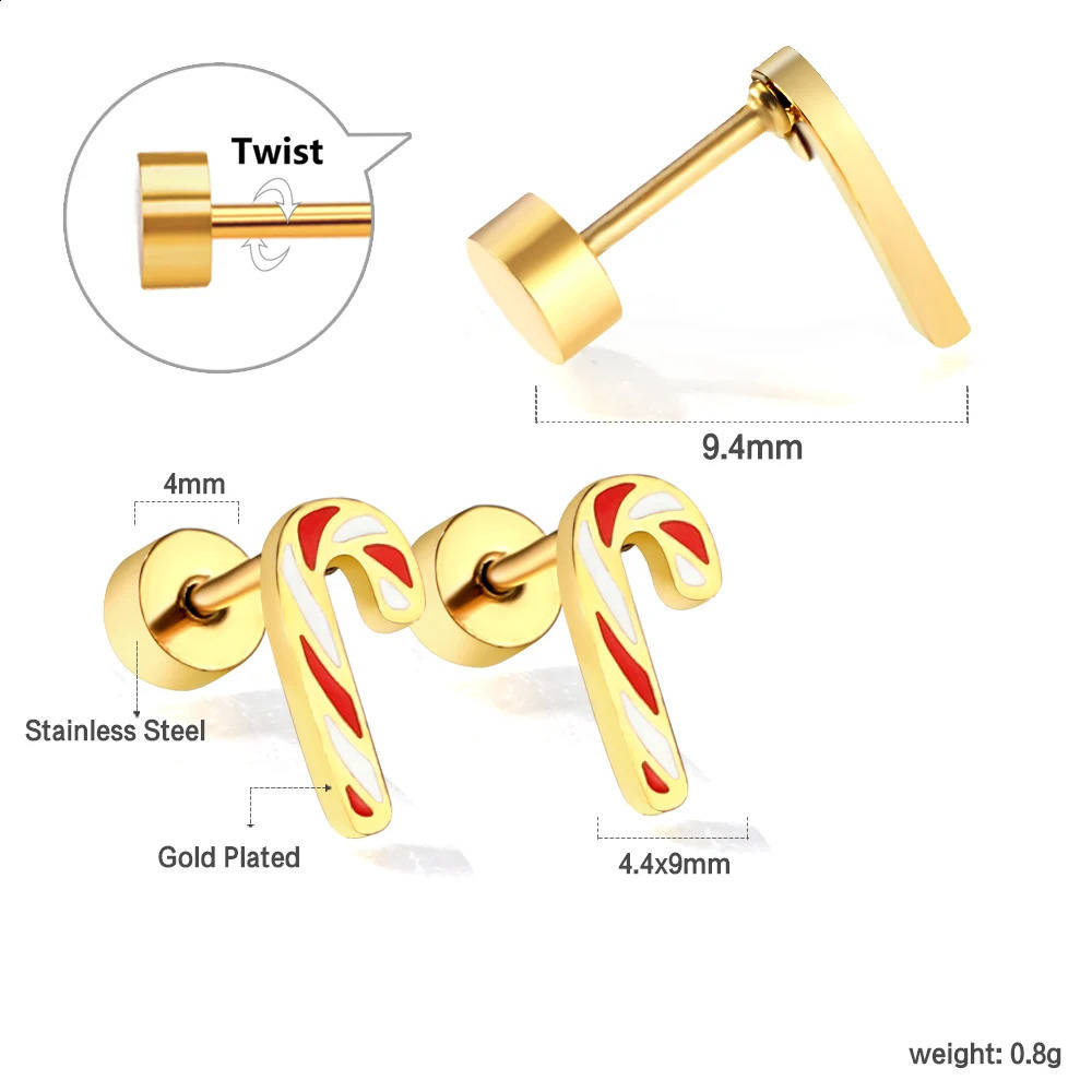 LUXUSTEEL 316L Steel Earrings Golden Plated Christmas Tree Snowman And Cute Cartoon Duck Stud Women Girl 241105