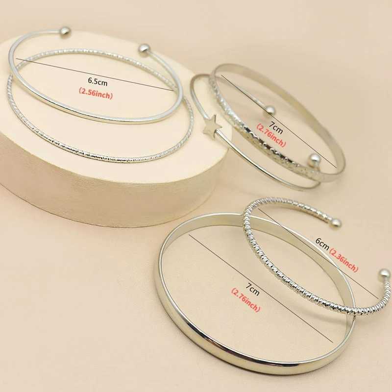 6 pieces/set of Star bracelets suitable for Wen Simple Mtilayer Geely Opening bracelets cuff bracelets punk jewelry set accessories X241106