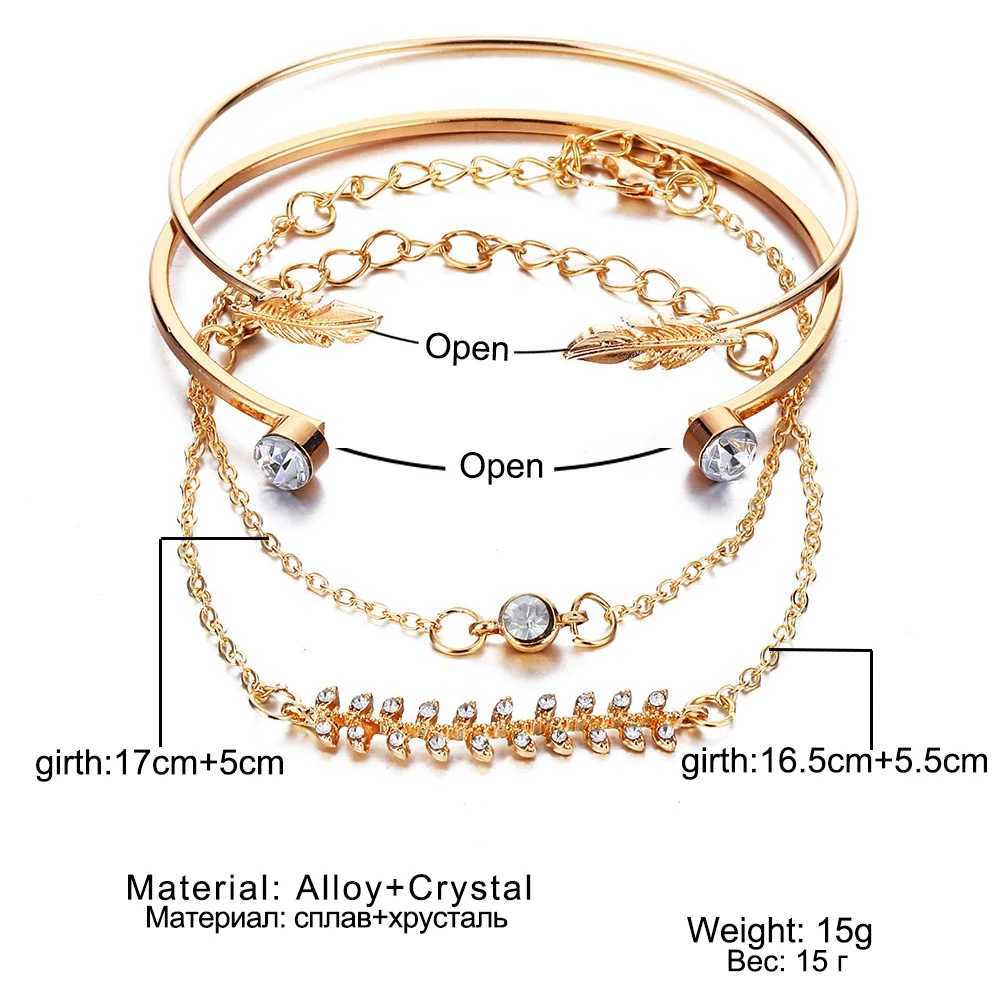 IPARAM Retro Gold Poetic Crystal Alloy Bracelet Set Used for Arrow Feather Moon Bonn Bracelets X241106